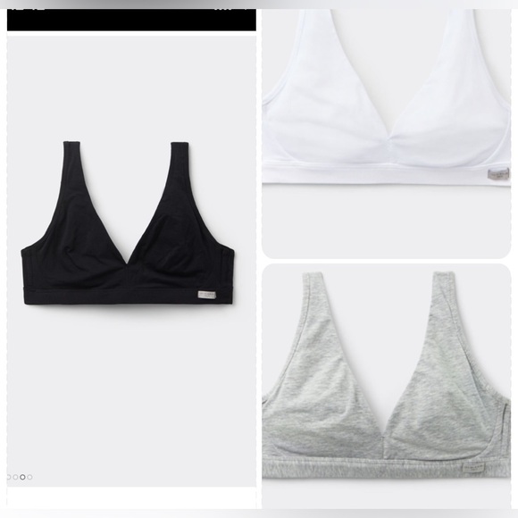 Intimissimi lot of 3 Lara triangle bras 38C cotton black grey gray white - Picture 1 of 15